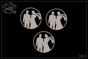 Tekturka -T655- para młoda w kółku - 3 szt