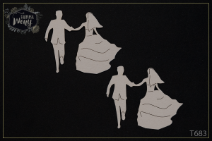 Tekturka -T683-  uciekająca para młoda - 2 szt