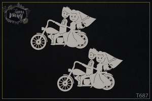 Tekturka -T687-  para młoda na motorze - 2 szt