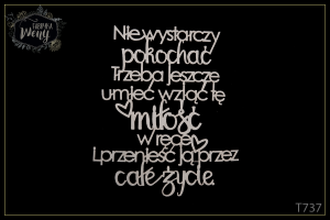 Tekturka -T737- cytat -  Nie wystarczy pokochać...