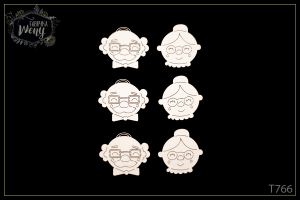 Tekturka -T766- postaci - Babcia i Dziadek - głowy - 6 szt