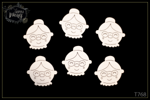 Tekturka -T768- postaci - Babcia - głowy - 6 szt