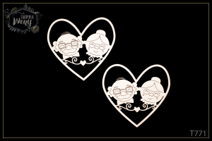 Tekturka -T771- postaci - Babcia i Dziadek w sercu - 6,5cm - 2 szt