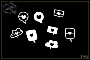 Tekturka -T790- miłosny zestaw - dymki z serduszkami - speech bubbles