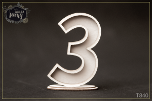 Tekturka 3D -T840- shaker box 3D - cyfra/liczba - 3 - trzy