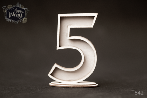 Tekturka 3D -T842- shaker box 3D - cyfra/liczba - 5 - pięć