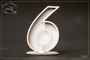 Tekturka 3D -T843- shaker box 3D - cyfra/liczba - 6 - sześć