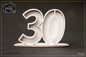 Tekturka 3D -T849- shaker box 3D - cyfra/liczba - 30 - trzydzieści