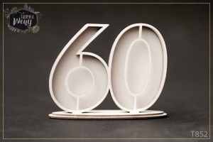 Tekturka 3D -T852- shaker box 3D - cyfra/liczba - 60 - sześćdziesiąt