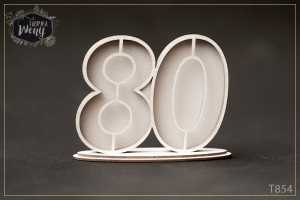 Tekturka 3D -T854- shaker box 3D - cyfra/liczba - 80 - osiemdziesiąt