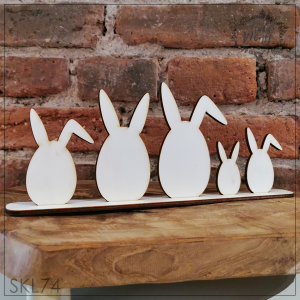 BAZA SKLEJKA -SKL74- ZAJĄCE 3D - RODZINKA JAJO-ZAJĘCY - długość 40 cm