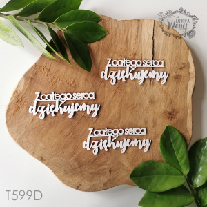 Tekturka -T599D- SZKOŁA - napis "Z całego serca dziękujemy" - 3 szt