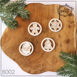 Tekturka - B002 - ciastek / mikołaj / gwiazdka / choinka - warstwowe kółka świąteczne