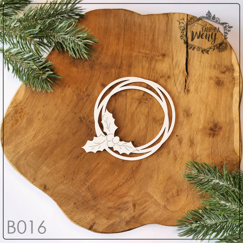 Tekturka - ramka z ostrokrzewem - Boże Narodzenie