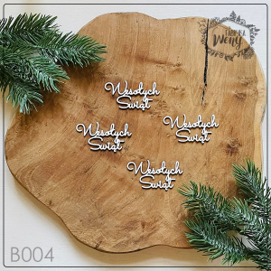 Tekturka - B004 - zestaw napisów - Wesołych Świąt - 4 szt 