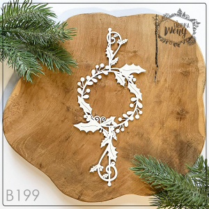 Tekturka - B199 - świąteczne farfocle - ramka ostrokrzew i kulki - 19 cm