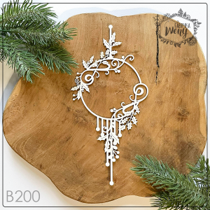Tekturka - B200 - świąteczne farfocle - ramka ostrokrzew z zawijasem - 19 cm