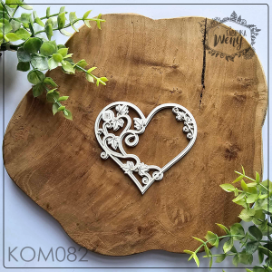 Tekturka -KOM082- warstwowe serce z bluszczem i hostią - Komunia