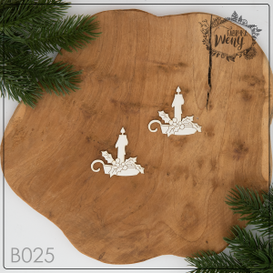 Tekturka -B025- świeczka z ostrokrzewem - zestaw 2 szt - Boże Narodzenie