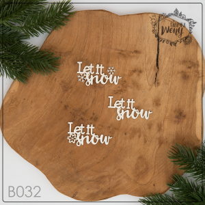 Tekturka -B032- napisy - Let it snow - 3 sztuki - Boże Narodzenie