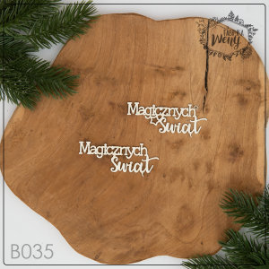 Tekturka -B035 napis -Magicznych Świąt - 2 sztuki - Boże Narodzenie