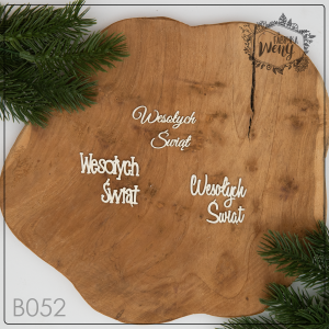 Tekturka -B052- zestaw napisów Wesołych Świąt - 3 sztuki