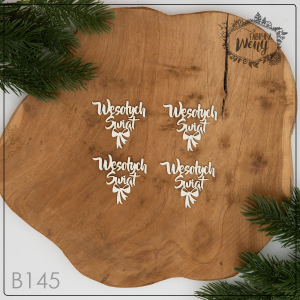 Tekturka -B145- zestaw napisów - Wesołych Świąt - 4 szt