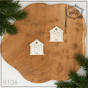 Tekturka -B106- warstwowa mini szopka bożonarodzeniowa - 2 szt - 4,5cm