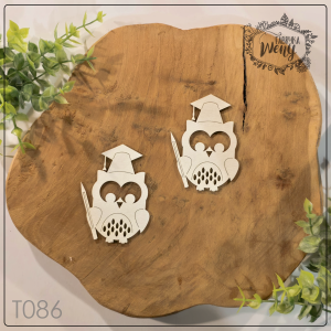 Tekturka -T086- SZKOŁA - sowa absolwentka z ołówkiem - 2 szt