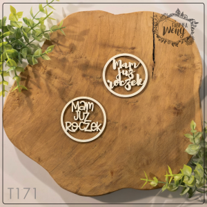 Tekturka -T171- napis - Mam już roczek w kółku - 2 szt
