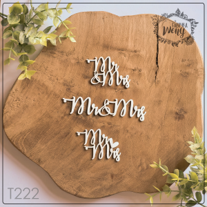 Tekturka -T222- napis "Mr & Mrs" 1 - 3 szt