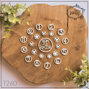 Tekturka -T260- Moje pierwsze 12 miesięcy + cyfry - zestaw napisów