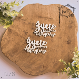 Tekturka -T278- napis - Życie zaczyna się na emeryturze - 2 szt