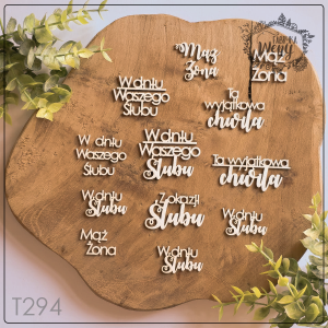 Tekturka -T294- zestaw napisów ślubnych - 12 napisów