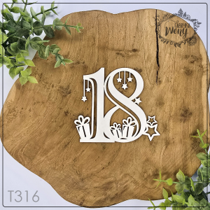 Tekturka -T316- świętujemy urodziny - liczba 18 - 8,5 cm