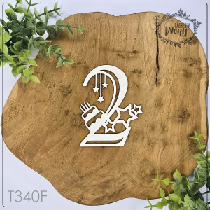Tekturka -T340F- świętujemy urodziny - cyfra 2 - 9,5 cm