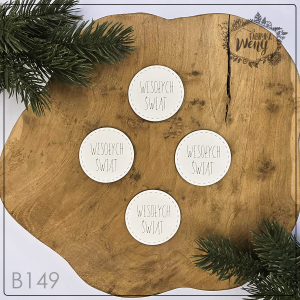 Tekturka - B149 - zestaw napisów - Wesołych Świąt - w kółku - 4 szt  