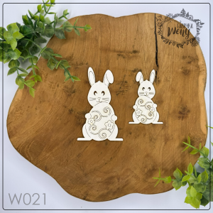 Tekturka -W021- 2 wesołe zające z jajkiem - Wielkanoc
