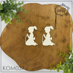 Tekturka -KOM037- klęcząca dziewczynka - zarys - 2 szt - Komunia