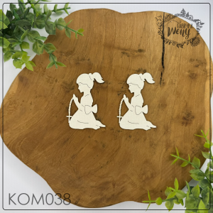 Tekturka -KOM038- klęcząca dziewczynka - 2 szt - Komunia