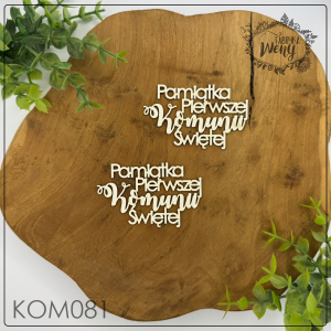 Tekturka -KOM081- napis "Pamiątka Pierwszej Komunii Świętej"  - 2 szt