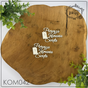 Tekturka -KOM042- napis "Pierwsza Komunia Święta"  z Biblią 1 - 5 cm - 2 szt