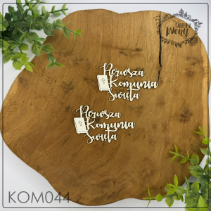 Tekturka -KOM044- napis "Pierwsza Komunia Święta"  z Biblią 2 - 6 cm - 2 szt