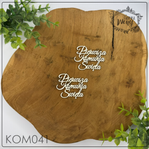 Tekturka -KOM041- napis "Pierwsza Komunia Święta"  1 - 4,5 cm - 2 szt