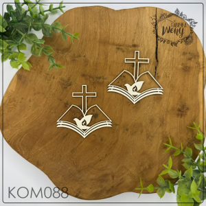 Tekturka -KOM088- biblia z gołębiem i krzyżem - 2 szt