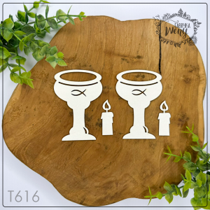 Tekturka -T616- chrzcielnica i świeczka - 2 szt