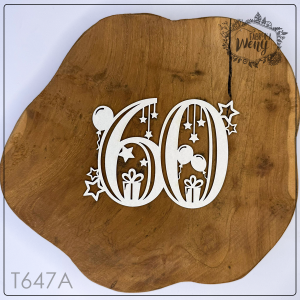 Tekturka -T647A- świętujemy urodziny - liczba 60