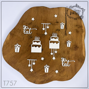 Tekturka -T757- napisy - zestaw urodzinowy z tortami